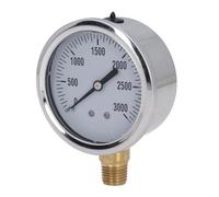 Riuulity Manometro a Riempimento di Liquido in Acciaio Inossidabile Quadrante da 2,5" 0-3000 Psi + Resistente Alla Ruggine + IP67 Impermeabile per Aria Acqua Olio + Raccordo in Ottone