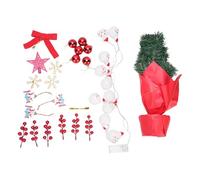 Riuulity Mini Albero di Natale con Pupazzo di String Light 23,6 Pollici PVC Artificiale Piccolo Set di Pini di Natale per Decorazioni Natalizie Feste Domestiche per Interni Ed Esterni