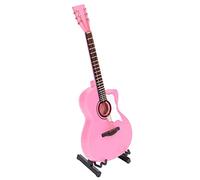Riuulity Modello di Chitarra Materiale di Faggio Rosa 18 Cm Strumento Musicale Dettagliato per Case delle Bambole e Regali