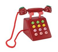 Riuulity Ornamento per Telefono da Scrivania Giocattolo per Telefono in Legno per Giochi di Ruolo e Set di Giocattoli per L'apprendimento e la Crescita Dell'espressione Linguistica per Bambini (rosso)