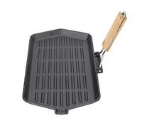 Riuulity Padella per Bistecca Portatile Pieghevole Antiaderente in Ghisa per Bistecca con Riscaldamento Uniforme per Piano Cottura da Campeggio 13,4x11,8x6,5 Pollici