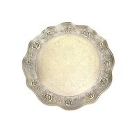 Riuulity Piatto da Portata Decorativo Vintage con Vassoio a Forma di | Piatto da Antipasto in Lega Ispessita con Finitura Smaltata, Bordo Ondulato a Petali, Vassoio Rotondo in Metallo da 10,63
