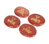 Riuulity Pietre Runiche Incise Terra Aria Fuoco Acqua per Sollievo Dall'ansia e Guarigione Reiki, Decorazioni per la Tavola di Ufficio e Soggiorno, Set da 4 Pezzi per la Meditazione [Pietra] (Tipo 1)