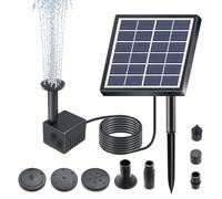 Riuulity Pompa Ad Acqua Solare 6V 1.5W, 6 Modalità 160L/h Altezza di Sollevamento 50cm con 8 Ugelli per Decorazione Giardino Esterno, Pompa per Acqua Solare Ad Energia Pulita e