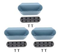 Riuulity Porta della Pianta Sospesa Rettangolare, Pentole a Fiori di Ringhiera 3pcs, Scatola da Fioriera per Finestre di Balcone, Stile di Campagna con Fori di Drenaggio per Timo (BLUE)