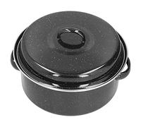 Riuulity Rostiera Ovale Smaltata Riscaldamento Eccellente per Barbecue e Patate Dolci per Famiglia, 9,29", Meno Fumi Oleosi, per Cene in Famiglia