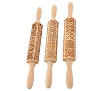 Riuulity Rullo di Pasta in Goffi, Mazza Rotalare Incisa in Legno 3D con Design del Fiocco di, 14,17 Pollici, Realizzato in Legno Durevole, per Pasticceria in Rilievo, Biscotti, Pizza
