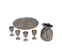 Riuulity Set da caffè Turco in Rilievo Squisito Stile Vintage Senza Sbiadimento Altamente Resistente 4 Tazze 1 Pentola 1 Vassoio Regalo Perfetto per la Famiglia e gli Amici Che Amano Bere Alcolici