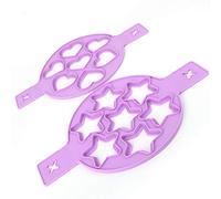 Riuulity Set di 2 Anelli per Pancake con Uova, Stampi in Silicone Antiaderenti, Perfetti per Divertirsi in a Colazione in Viola