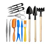 Riuulity Set di Attrezzi per Piantare il Giardino da 12 Pezzi, Forbici in Ferro di Alta qualità, Pinzette, Spazzola per Piante Grasse, con Tagliafoglie, Strumento per Trapianto, Paletta