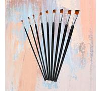 Riuulity Set di Pennelli in Nylon da 9 Pezzi con Setole Sintetiche dorate. Buona Resilienza Ed elasticità per un Facile Utilizzo e una Pittura Confortevole