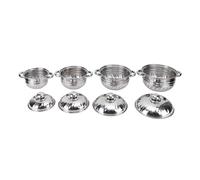 Riuulity Set di Pentole in Acciaio Inossidabile per Set Premium con Doppio Manico 4 Pezzi Design Compatto per Riporlo Facilmente
