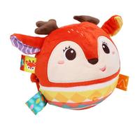 Riuulity Sonaglio di Peluche per Bambini, Palla Sensoriale Infantile con Carta Frusciante, Palla Musicale da Afferrare a Mano per 0-6 Mesi, Giocattolo Educativo per Neonati (Cerva)