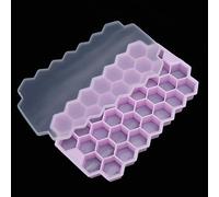 Riuulity Stampo per Ghiaccio in Silicone Vassoio per Cubetti di Ghiaccio Flessibile Rosa a Forma di Pettine 37 Griglie con Coperchio per Feste Estive