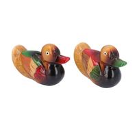 Riuulity Statuetta di Anatre in Legno Fatte a Mano Statua di Vivaci Uccelli Dell'amore Realizzati a Mano per L'anniversario (7121V-2061)