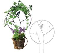 Riuulity Supporto per Piante con Struttura Circolare in Ferro con Decorazione per Uccelli, Paletto da Giardino Forte e Durevole per Piante Rampicanti, Viti e Fiori, Resistente Agli Agenti (WHITE #84)