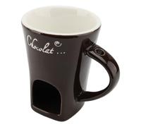 Riuulity Tazza per Fonduta di Cioccolato, Pentola Scalda Burro in Ceramica, Ideale per Sciogliere il Formaggio, Immergere la Frutta, con Forchetta in Acciaio (BROWN)