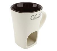 Riuulity Tazza per Fonduta di Cioccolato, Pentola Scalda Burro in Ceramica, Ideale per Sciogliere il Formaggio, Immergere la Frutta, con Forchetta in Acciaio (WHITE)