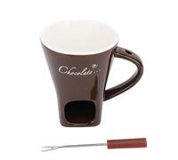 Riuulity Tazza per Sciogliere il Cioccolato, Tazza per Sciogliere il Cioccolato in Ceramica con Portacandele, Formaggio, Burro, Forchetta per Immergere la Frutta, Lavabile in (Caffè)