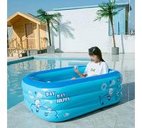 Riuulity Vasca da Bagno per Bambini Non Tossica da 120/130 Cm, Design a Palloncino con Terzo Anello, Rettangolare, Gonfiabile, Facile da Riporre per il Nuoto dei Bambini (BLUE)