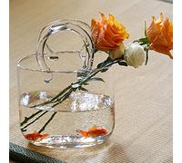 Riuulity Vaso in Vetro Trasparente Cestino Creativo a Mano Design Composizione Floreale Borsa Acquario Grigio Rosa Verde Giallo 28,5 Cm X 19,5 Cm 1,45 Kg per Centrotavola Tavolo da Pranzo (#6)