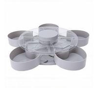 Riuulity Vassoio da Portata Diviso per Snack e Centrifugati, Vassoio per Snack Girevole a 5 Scomparti con Coperchio e Base Antiscivolo per Feste, Picnic, Serate Al Cinema (GRAY)