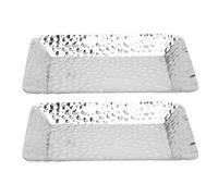 Riuulity Vassoio Portasciugamani Rettangolare in Acciaio Inox Vassoio Minimalista Portaoggetti 2 Pezzi Argento per Camera da Letto Acciaio Inox 16x10x1,5 Cm