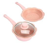 Riuulity Zuppa di Latte Rosa NO -Stick -Aluminium Friting Padan per Alimenti per Bambini