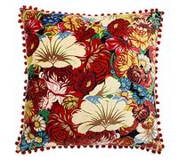Riva Home Cuscino Imbottito in Poliestere Bloom, Nero/Rubino, 50 x 50cm (20" x 20")