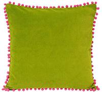 Riva Home Velvet Pompom C/C 45X45 Gree/FUC, Cotone, Green/Fuchsia, 45x45cm