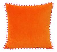 Riva Home Velvet Pompom Cuscino (45 x 45 cm) (Arancione/Fucsia)