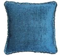 Riva Paoletti Astbury Feather Cuscino Pieno Di Blu - Metallic Ciniglia Tessuto Style - Frange Edge - Nascosto Zip Di Chiusura - 100% Poliestere - 50 X 50Cm (20" X 20" Pollici) - Progettato Nel Regno U