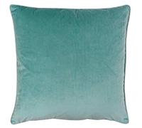 Riva Paoletti - Cuscino Imbottito in Piuma Meridian con Bordi a Contrasto, Tessuto Vellutato, Lavabile in Lavatrice, 100 Pezzi, Poliestere, Blu Porto di Canton, 55 x 55 cm