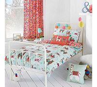 Riva Paoletti Kids Llamarama copripiumino set-multicolour Mint reversibile Llama design, Green, Toddler/Junior