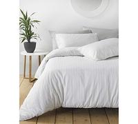 Riva Paoletti Linear SKS Duvet Set White/Grey, Cotone, Bianco, Super King