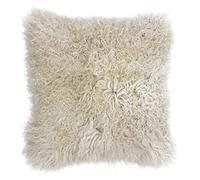 Riva Paoletti mongolo Cuscino Beige Naturale Pelliccia di Pecora Fabric-Luxurious Suede Feel reverse-100% (40,6 x 40,6 cm Inches) - Progettato nel Regno Unito, Lana, Farina d' Avena, 40 x 40 cm