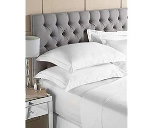 Riva Paoletti Re Qualità Fornita Foglio Bianco Ottico 200 Thread Count Elasticizzati Corners 100% Cotone Percalle Plain Lavabile In Lavatrice 150 X 200 X 32cm