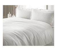 Riva Paoletti Waffle Plain White Matrimoniale Copripiumino - Waffle Struttura Del Tessuto - 2 X Oxford Border Federe Incluso - 100% Cotone - Lavabile In Lavatrice - 200 X 200 Cm (79" X 79" Pollici)