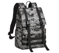 Rivacase 7621 Rolltop, zaino 15 l, mimetico, impermeabile, scomparto per computer portatile fino a 15,6 pollici, zaino da viaggio per università, lavoro, sport e attività all'aperto, grigio mimetico