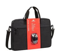 RIVACASE Borsa 15.6" Valigetta Ventiquattrore Nero con Mouse Wireless