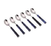 Rivadossi Bamboo Blu - Set di Cucchiaini Caffè, 6 Pezzi - 100% Made in Italy, Artigianalità e Design - Acciaio Inox 18/10