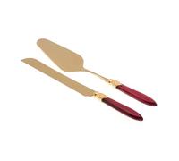 Rivadossi Laura Oro Bordeaux - Set di Pala e Coltello per Torta, 2 Pezzi - 100% Made in Italy, Artigianalità e Design - Acciaio Inox 18/10