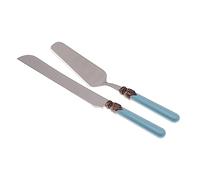 Rivadossi Sandro 1602D04 Set di Pala e Coltello per Torta, 2 Pezzi - Classic - 100% Made in Italy, Artigianalità e Design, Acciaio Inox 18/10,Azzurro