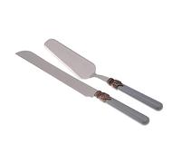 Rivadossi Sandro 1602D10 Set di Pala e Coltello per Torta, 2 Pezzi-Classic-100% Made in Italy, Artigianalità e Design, Acciaio Inox 18/10, Grigio