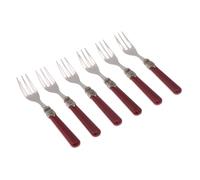 Rivadossi Sandro 1606FOD08 Set di Forchettine da Dolce, 6 Pezzi-Classic-100% Made in Italy, Artigianalità e Design, Acciaio Inox 18/10, Bordeaux