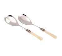 Rivadossi Sandro 2202I12 Set di Posate per Insalata, 2 Pezzi-Vittoria-100% Made in Italy, Artigianalità e Design, Acciaio Inox 18/10, Avorio