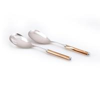 Rivadossi Sandro 2302I22 Set di Posate per Insalata, 2 Pezzi-Rodi-100% Made in Italy, Artigianalità e Design, Acciaio Inox 18/10, Ambra