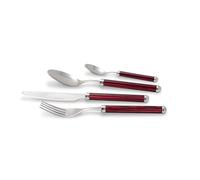 Rivadossi Sandro 2304T08 Posto Tavola, 4 Pezzi-Rodi-100% Made in Italy, Artigianalità e Design, Acciaio Inox 18/10, Bordeaux