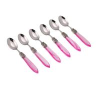 Rivadossi Sandro 4306CAF27 Set di Cucchiaini caffè, 6 Pezzi-Laura-100% Made in Italy, Artigianalità e Design, Acciaio Inox 18/10, Rosa