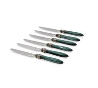 Rivadossi Sandro 4306COT06 Set di Coltelli da Tavola, 6 Pezzi-Laura-100% Made in Italy, Artigianalità e Design, Acciaio Inox 18/10, Verde Scuro